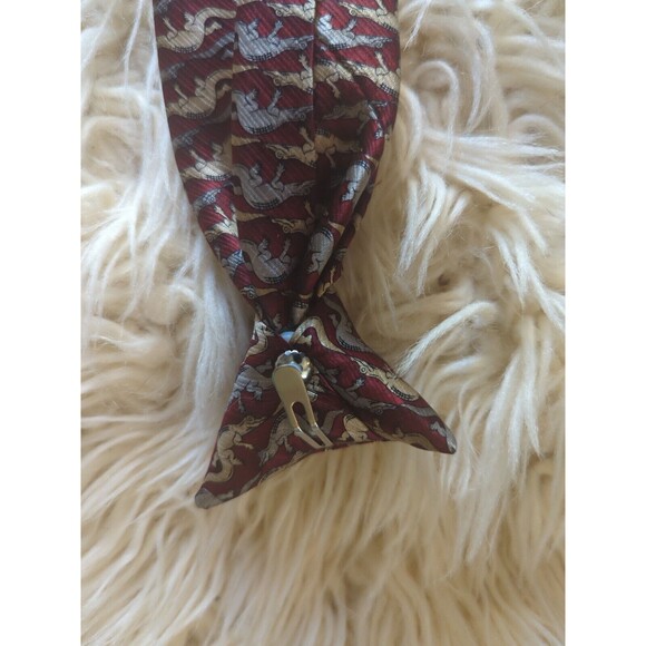 Dockers Boy's OS Short Silk Red Dinosaur Clip On Tie Holiday Church - Picture 5 of 7